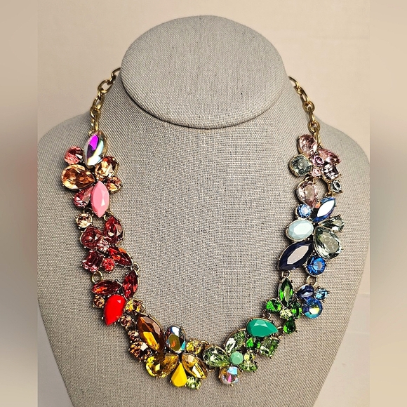 J. Crew Jewelry - [J. CREW] Rainbow Ombre Crystal Statement Necklace 《《RARE》》